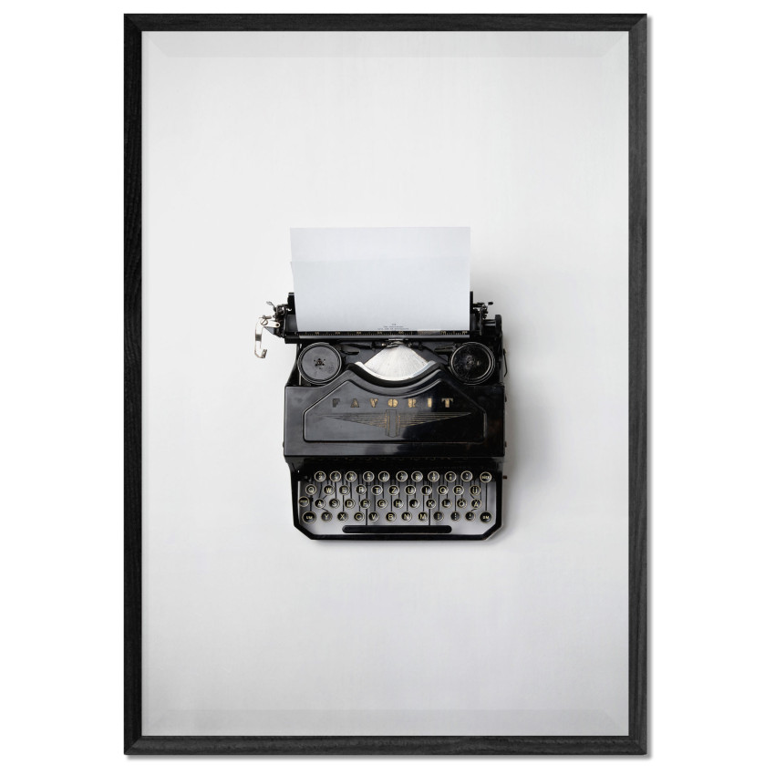 Retro Typewriter - Black and White Poster
