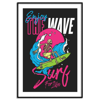 Skeleton surfer 50x70cm sports poster