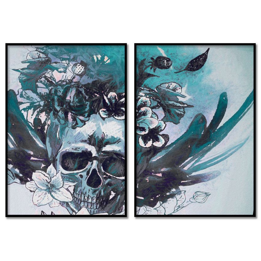 Skull Illustration - Two Piece Poster
