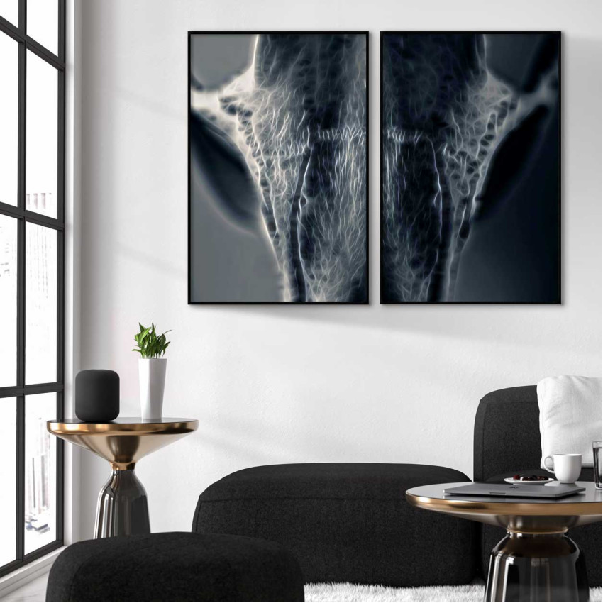 Skull in Neon - Two Piece Poster