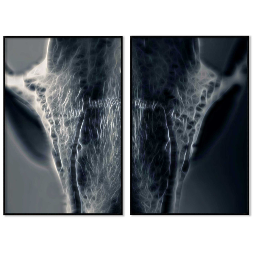 Skull in Neon - Two Piece Poster