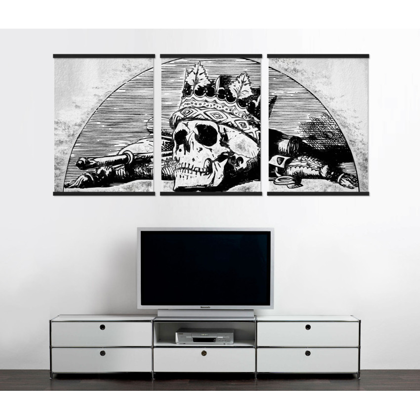 Skull with a King's Crown - Big Black and White Poster in Three Pieces