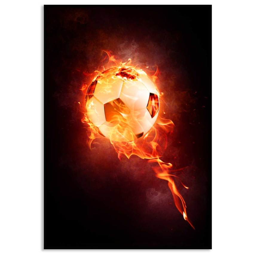 Soccer ball in flames 50x70cm cool sports poster