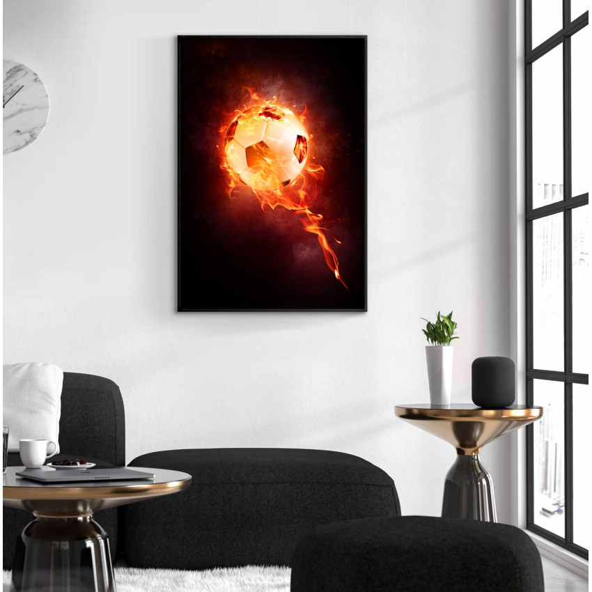 Soccer ball in flames 50x70cm cool sports poster