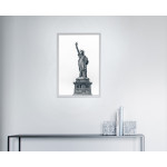 Statue of Liberty with White Background - Black and White Poster