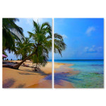 Sol och Palmer vid Stranden - Exotisk Tvådelad Poster
