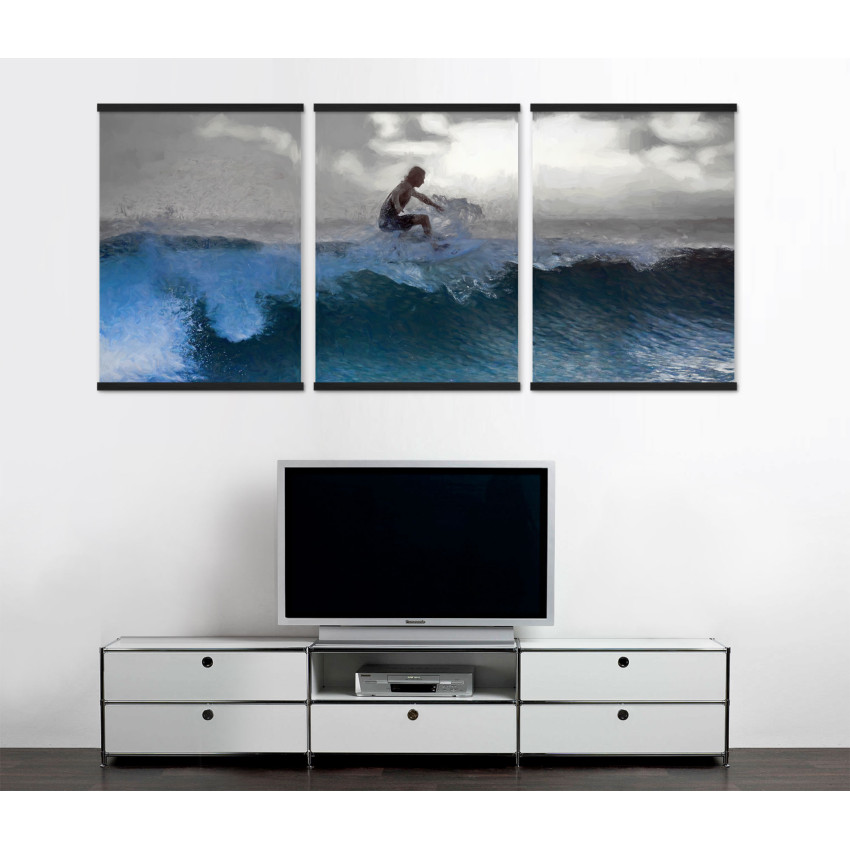 Surfer on Waves - Poster in Three Pieces
