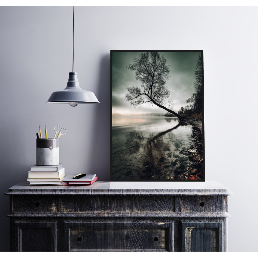 Tree Mirrors in Water - Dark Poster
