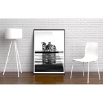 Trees and Lake - Black and White Poster