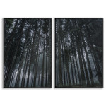 Tavla med m&ouml;rkt & mystiskt skogsmotiv i tv&aring; delar