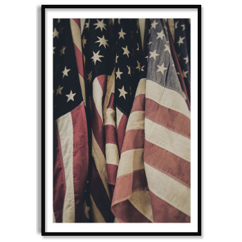 Amerikanska Flaggor - Retro Poster
