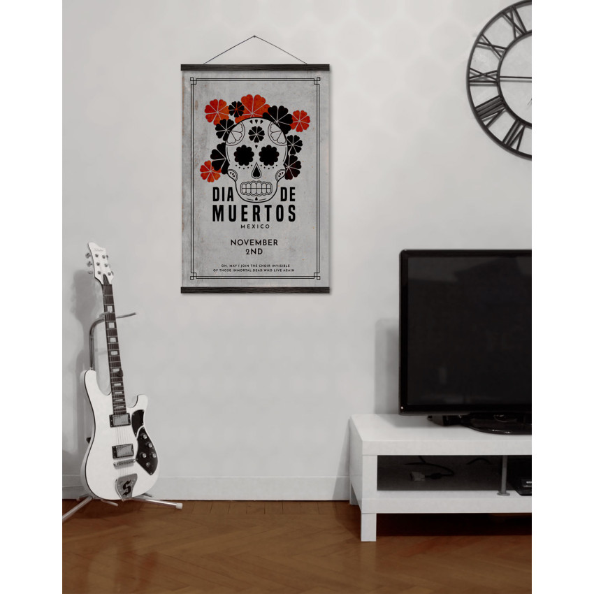 Vintage Los Muertos Skull with Roses -  Poster