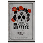 Vintage Los Muertos Skull with Roses -  Poster