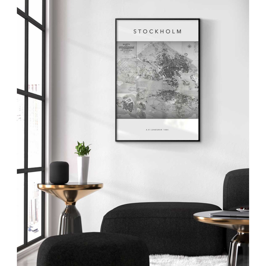 Vintage Map of Stockholm in Sweden - Poster