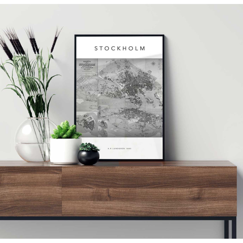 Vintage Map of Stockholm in Sweden - Poster