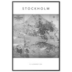 Vintage Map of Stockholm in Sweden - Poster