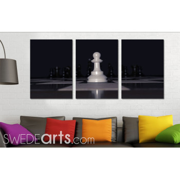 White Pawn on the Table- Poster in Three Pieces