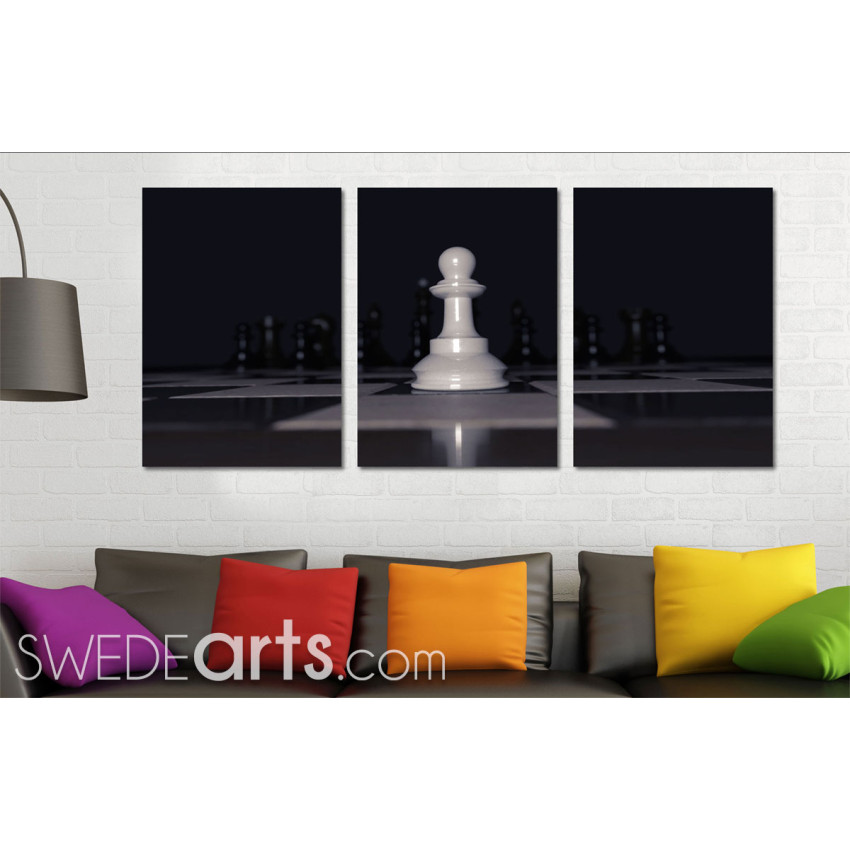 White Pawn on the Table- Poster in Three Pieces
