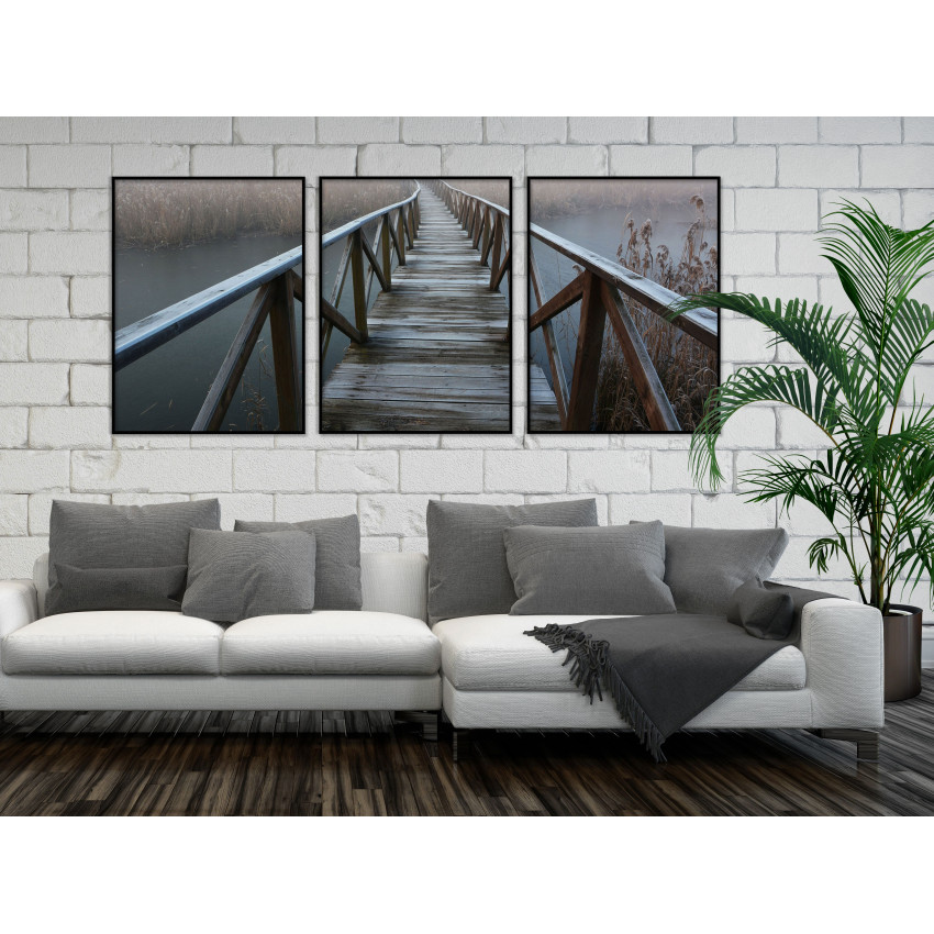 Wooden Bridge in Lake - Three Piece Poster