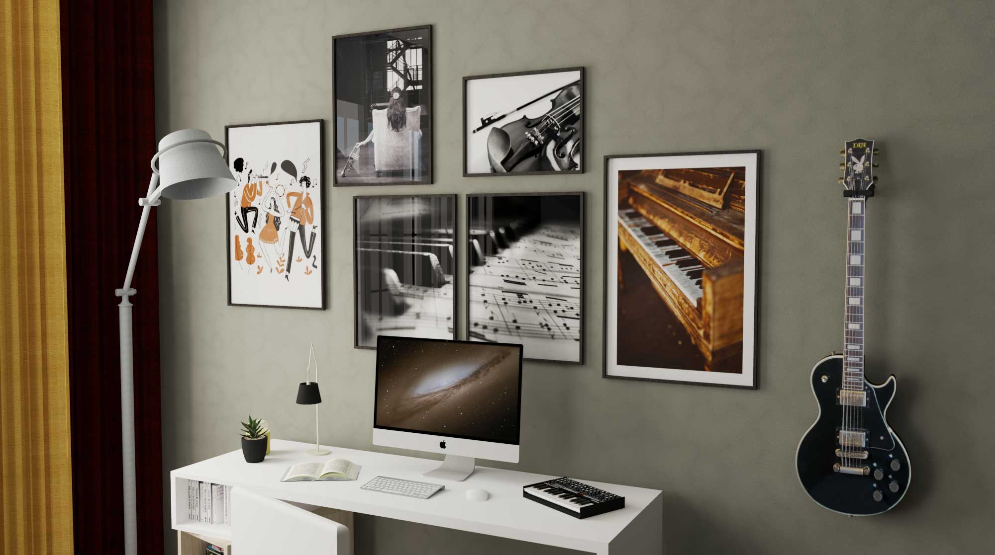 Tavelvägg för musiker