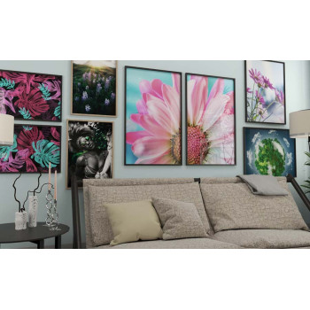 Rosa Blommor med Blå Omgivning - Växtposter