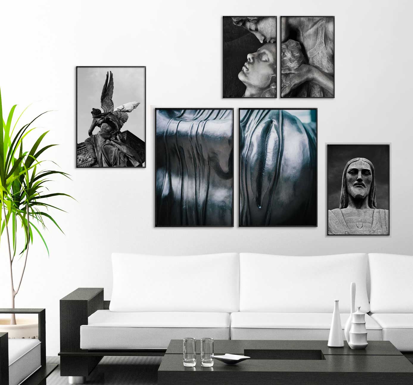 Tavlor med motiv av statyer och skulpturer